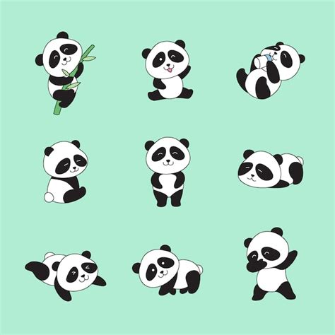 Premium Vector Hand Drawn Cute Pandas