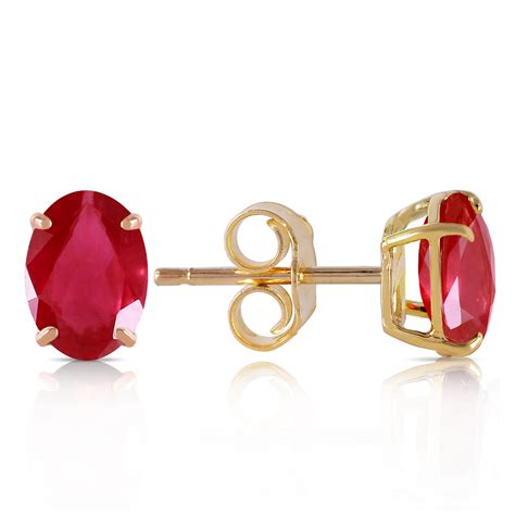 18 Carat 14k Solid Gold Stud Earrings Natural Ruby Ebay
