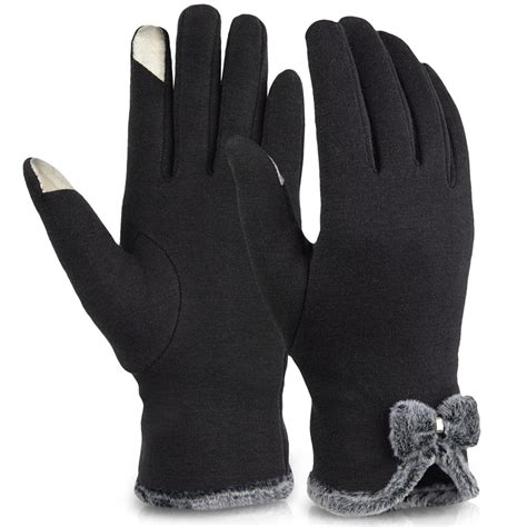 Women Gloves Thick Touch Screen Driving Gloves Bowknot Winter Warm Mitten Fashion Full Finger