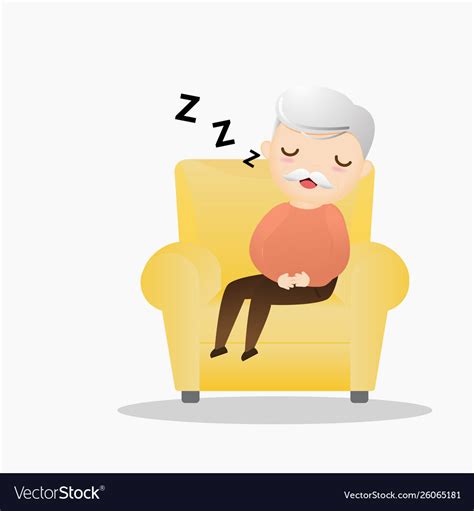 Old Man Sleeping In An Armchair Cute Grandpa Vector Image