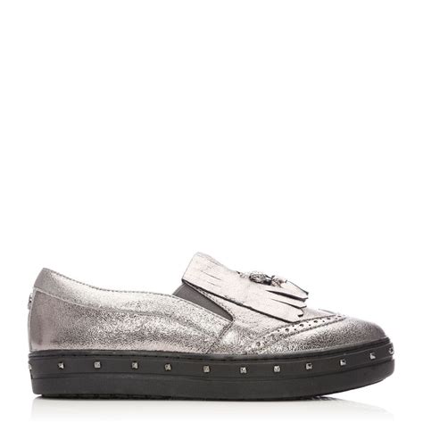 Greata Pewter Leather Shoes From Moda In Pelle Uk