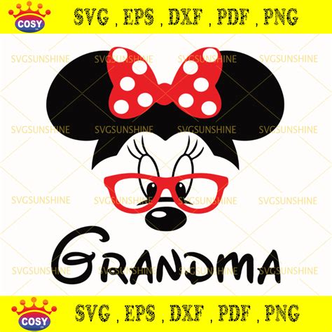 Disney Grandma Svg Minnie Grandma Mouse Svg Mickey Mouse Svg