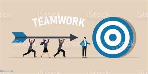 Teamwork Collaboration To Achieve Target Stock Illustration Download