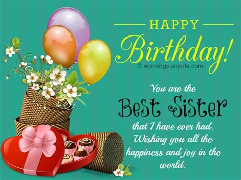 Happy Birthday Wishes For Sister Wordings And Messages