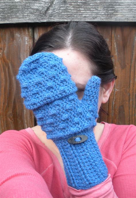 Convertible Mittens In Vibrant Blue Crochet Fingerless Mitten Gloves