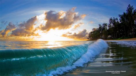 Shorebreak At Dawn Hawaii Hawaii Beaches Sunrise Wallpaper