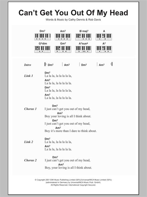 Cant Get You Out Of My Head Sheet Music Kylie Minogue Piano Chords