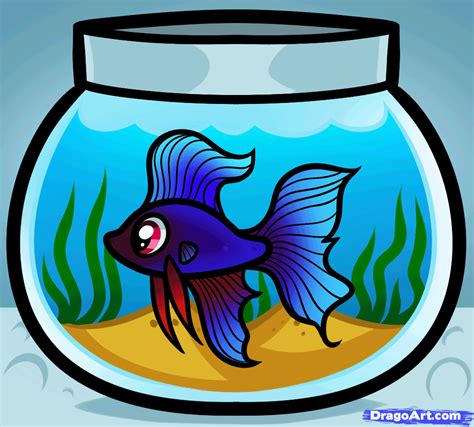 How To Draw A Fish Tank Step By Step Fish Animals Free