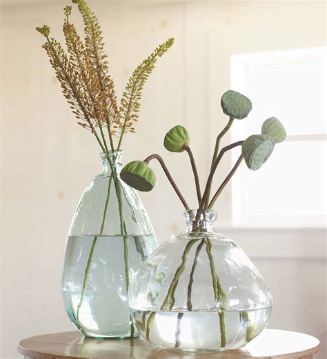 Clear Recycled Glass Balloon Vases Set Of 2 In Tall And Askew Clear