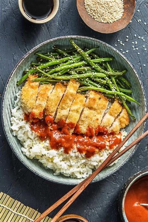 Arrange 3 shallow dishes side by side. Japanese Panko Chicken with Sesame Green Beans and ...