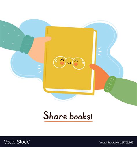 Hands Pass Cute Smiling Happy Book Royalty Free Vector Image