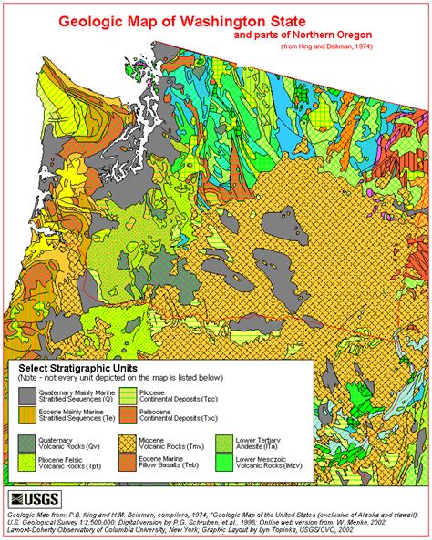 Volcanoes Of Lewis And Clark Geologic Map Of Washington State King