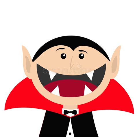 Count Dracula Head Face Wearing Black And Red Cape Cute Cartoon