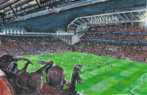 stadium watercolour illustration drawing soccer liverpool fc anfield art print football giclée