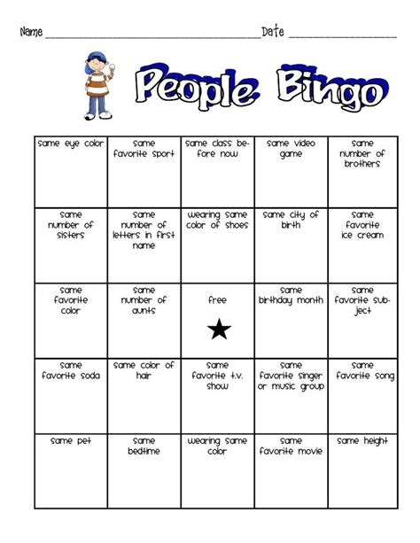 People Bingo For Kids People Bingo Bingo For Kids Bingo Card Template