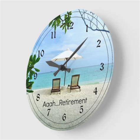 Aaah Retirementrelaxing At The Beach Large Clock Zazzle