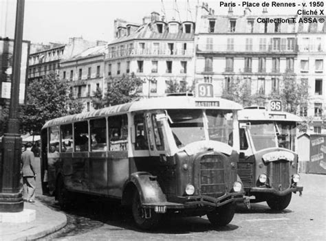 Place De Rennes 1950 Autobus Paris Voiture De Police