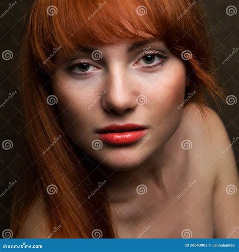 Portrait Of Red Haired Fashion Model Stock Photo Image Of Beauty