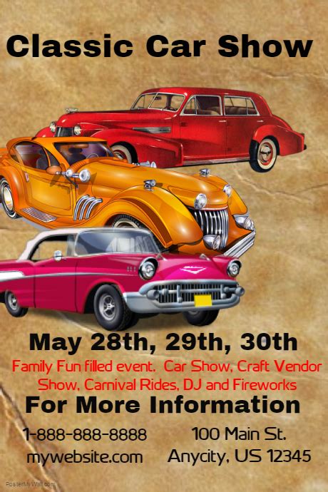 Classic Car Show Flyer Template Postermywall