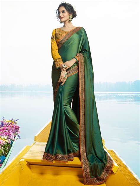 Buy Green Color Barfi Silk Designer Party Wear Saree In Uk Usa And Canada
