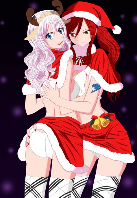sexy erza x mira merry giáng sinh anime và các nhân vật nóng bỏng quyến rũ người hâm mộ art