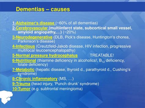 Ppt Dementias Common Causes And Their Treatments Powerpoint