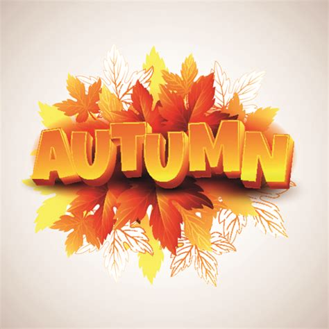 3d Text And Autumn Leaves Background Vector Vectors Graphic Art Designs