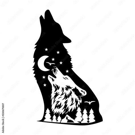 Wolf Svg Howling Wolf Svg Mountain Svg Wolf Clipart Wolf Png