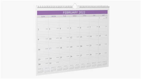3d Monthly 2022 Wall Calendar Model Turbosquid 2109223