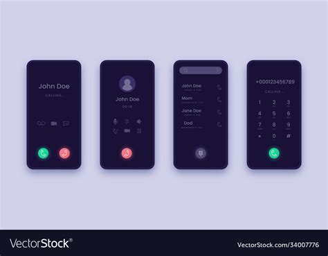 Incoming Call Screen Smartphone Application Ui Vector Image