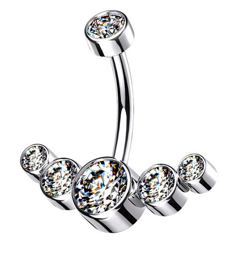 Clear Zirconia Truce Titanium Belly Button Ring