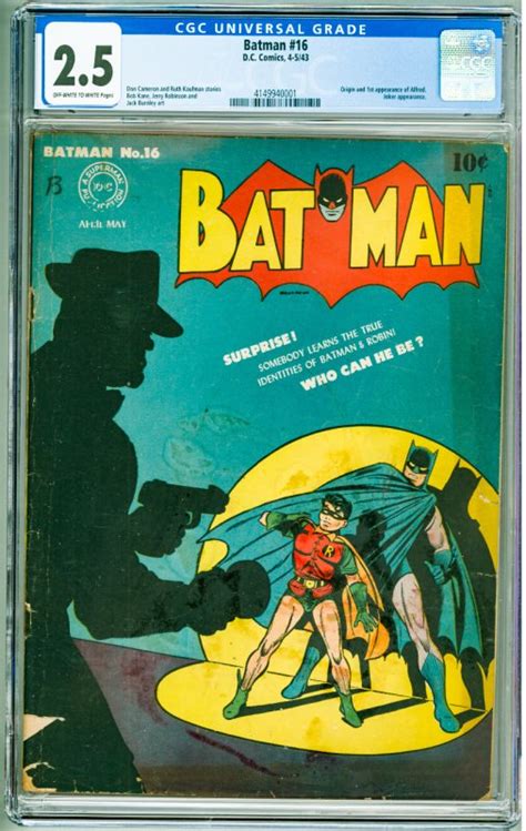 Batman 16 1943 Cgc 25 Oww Pages 1st Appearance Of Alfred Comic