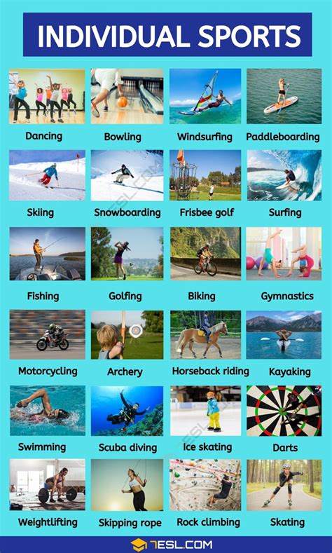List Of 25 Individual Sports In English • 7esl