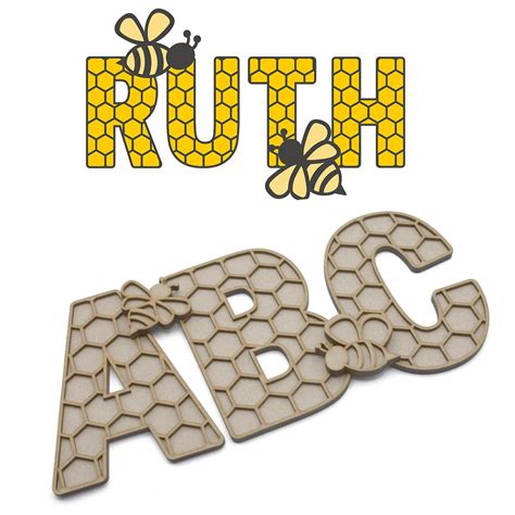 Honeycomb Bee Alphabet Layered Letters 1x Free Bee Per Letter