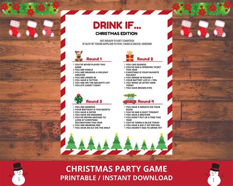 Drink If Christmas Party Game Fun Printable Christmas Party Etsy Uk