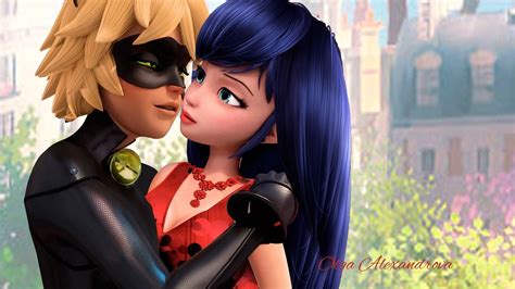 Miraculous Ladybug Speededit Marinette And Super Chat Kissing The