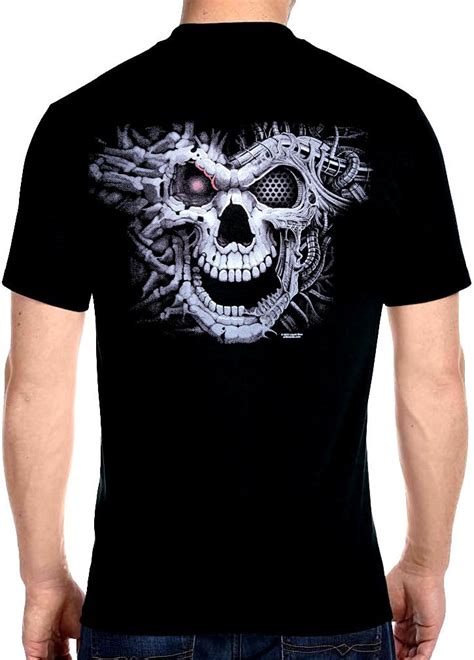 Mens Hanes Cyborg Terminator Skull Biker T Shirt Design 2 Biker T