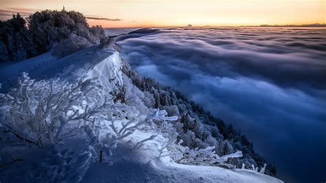Fog Horizon Morning Mountain Sky Winter Hd Nature Wallpapers Hd