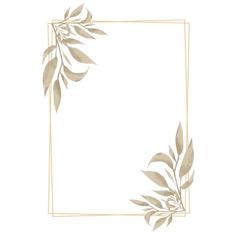 Gambar Bingkai Bunga Dengan Ornamen Daun Emas Untuk Undangan Pernikahan Floral Daun Daun