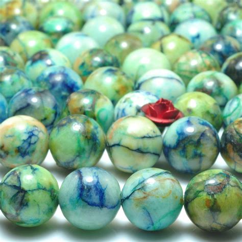 Yesbeads Blue Green Stone Smooth Round Beads Gemstone 8mm 10mm 15