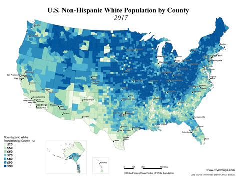 Us Non Hispanic White Population By County 1990 2017 Vivid Maps