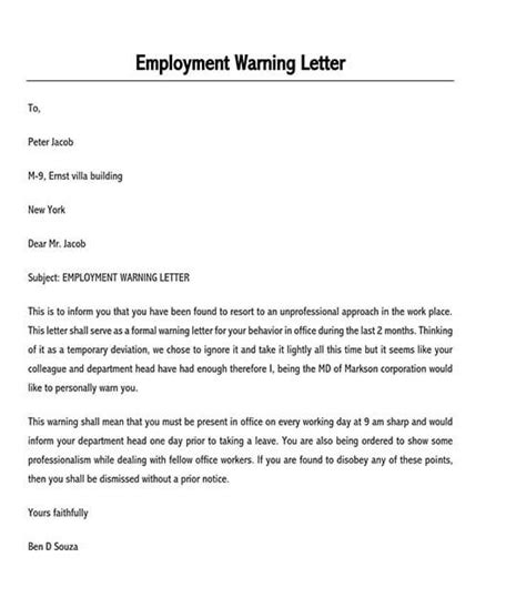 Sample Warning Letter To Employee For Tardiness Amule