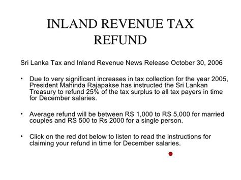 Inland REVenue Tax Rebates