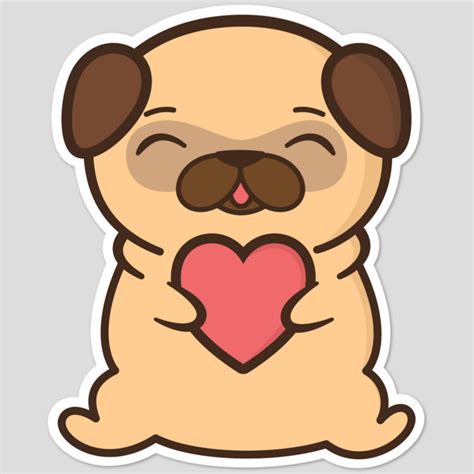 Cute And Kawaii Adorable Pug Sticker By Happinessinatee Design By Humans