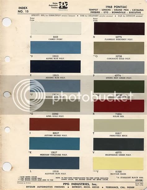 Gm Paint Chips Codes Firebird Classifieds And Forums 1967 1968 And