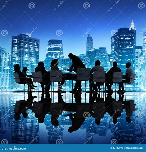 Group Of Business People Meeting At Night Stock Photo Image Of Life