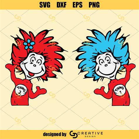 Dr Seuss Thing One Thing Two Svg Thing 1 Thing 2 Svg Png Dxf Eps Cut