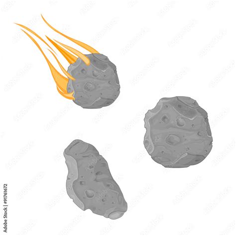 Vecteur Stock Falling Meteorite With Asteroid Icon Illustrations A