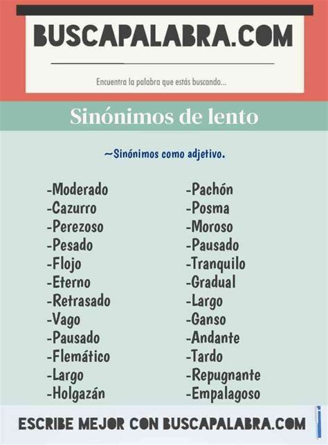 Sinónimos Y Antónimos De Lento Sinónimos Y 31 Antónimos Para Lento