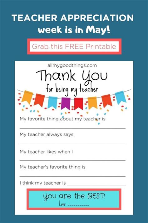 Teacher Appreciation Week Free Printable Teacher Appreciation Week